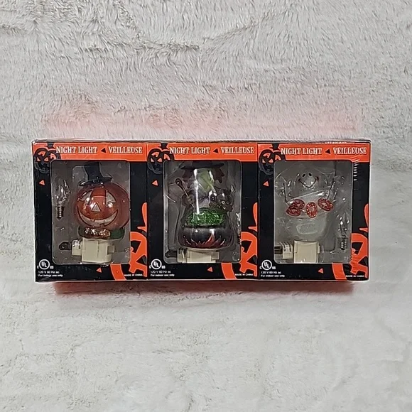 3 Pack Halloween Night Lights Pumpkin, Witch, Ghost - Picture 2 of 8
